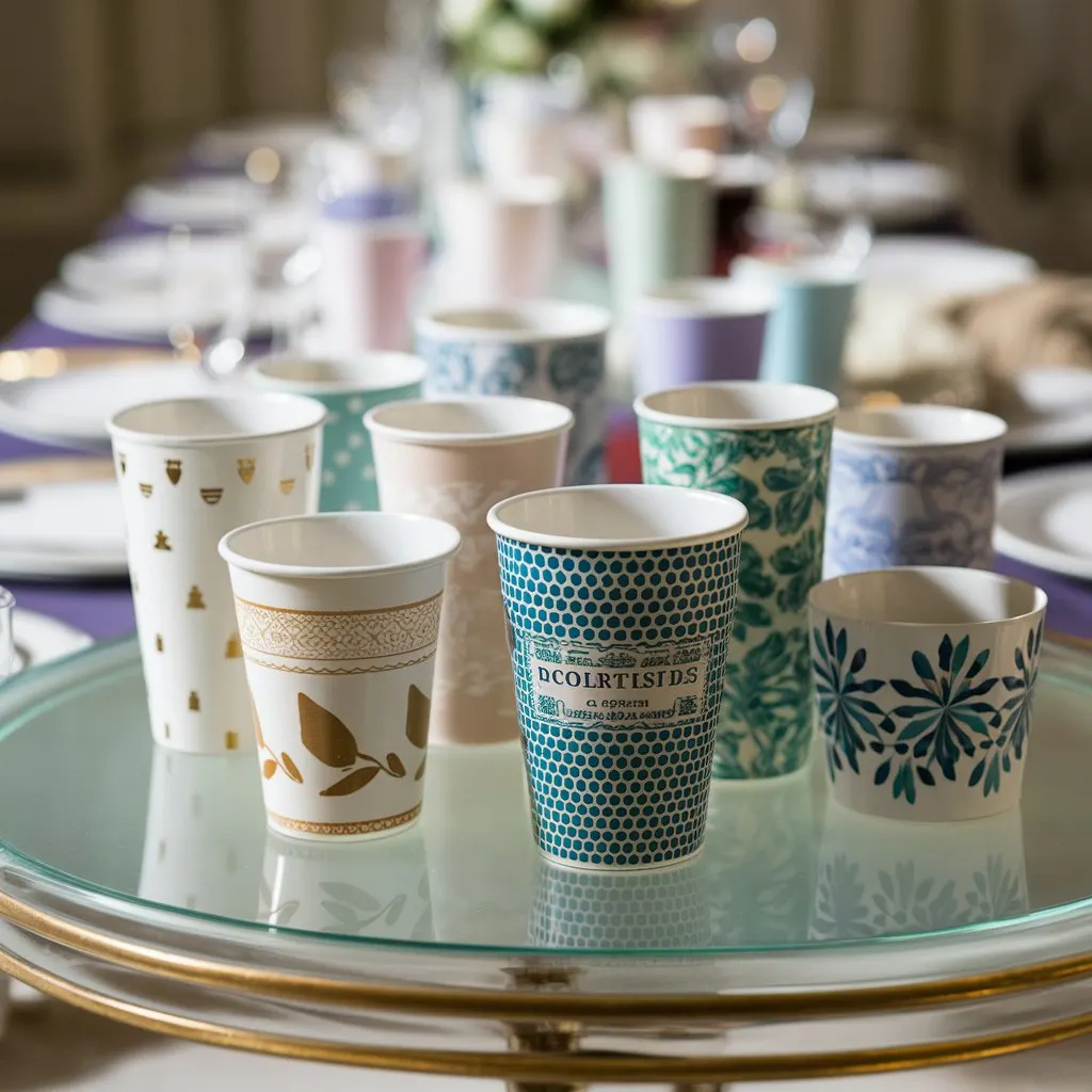 Variation in design and color of disposable cups